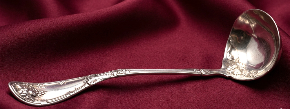 WILLIAM ROGERS Vineyards Art Nouveau Soup/ Punch Ladle 10.5" ~Silverplate~1881W